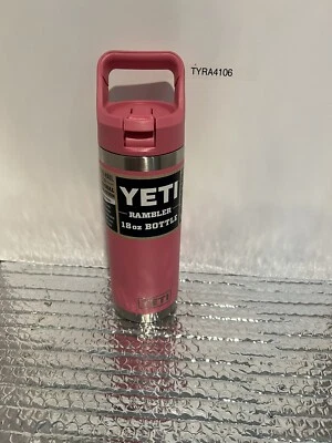 YETI Harbor Pink Rambler 18oz Bottle with Matching Straw Cap-Brand New**