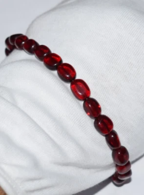 Ruby Hydro Gemstone 925 Sterling Silver 9 Inch Bracelet Smooth Oval 8x10mm Beads - Image 1 of 4