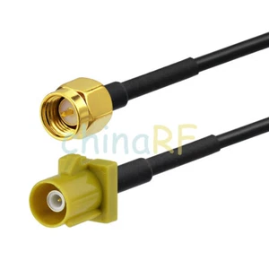 Fakra SMB K 1027 male plug to SMA male 6" RG174 pigtail cable antenna diversity - Picture 1 of 4