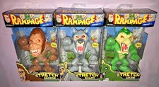3x RAMPAGE 7 INCH SUPER STRETCH FIGURES GEORGE / RALPH / LIZZIE **NEW**