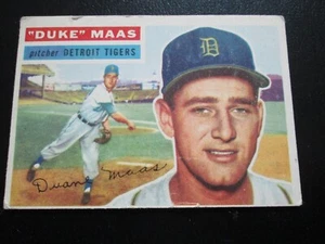 DUKE MAAS 1956 TOPPS WHITE BACK BASEBALL CARD # 57 GD-VG - Picture 1 of 9