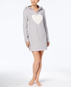 Jenni by Jennifer Moore Womens Hooded Fleece Sleepshirt Size-S,Heart Applique - Picture 1 of 2