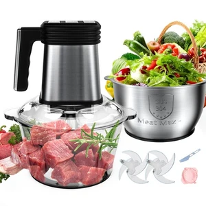 Electric Food Processor with 8 Cup+8 Cup Stainless Steel &Glass Bowls, 3 Spee... - Picture 1 of 7