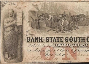 1862 $1 DOLLAR BILL SOUTH CAROLINA BANK LARGE OBSOLETE NOTE OLD MONEY CIVIL WAR - Picture 1 of 3