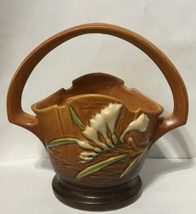 Vintage Roseville Freesia Pottery 1945 Mid Century Modern Keramikkorb 391-8 - Bild 1 von 13
