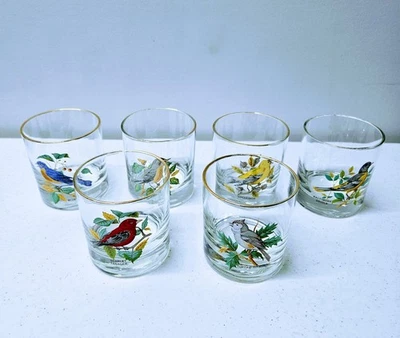 Juego de 6 pájaros cantores vintage de West Virginia Glass Co. Gafas 3-3/8" de alto Foto 1 de 4