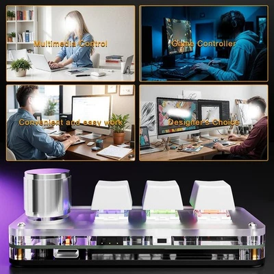 Kompakte 3 Tasten RGB Macro Pad programmierbare Mini Tastatur f��r Gamer und Str - Bild 1 von 4