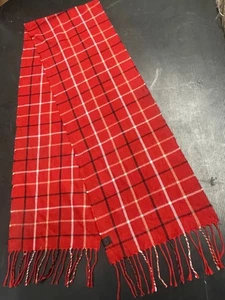 Calvin Klein Scarf Red with Black & White Stripe Check 100% Acrylic 173cm/ 28cm - Picture 1 of 13