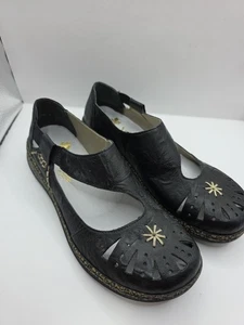 Rieker Daisy 80 flache schwarze Leder Mary Jane verstellbare Schuhe Gr. 38 - Bild 1 von 7