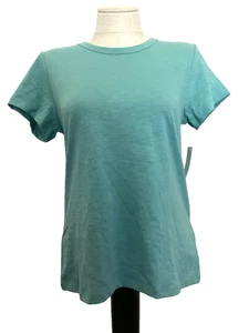 TIME AND TRU RELAX FIT TEAL SLUB CREW NECK SHORT SLEEVE KNIT TEE SHIRT SZ S* - Picture 1 of 8