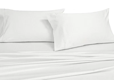 Juego de cama king blanco liso 250 hilos 4 piezas 100% algodón, pe... superior Foto 1 de 2