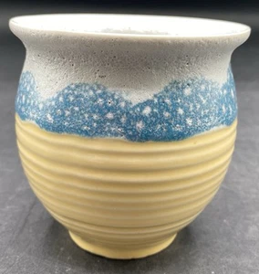 Yellow And Blue Small 3 1/2” X 3 1/2” Flower Pot  - Picture 1 of 7