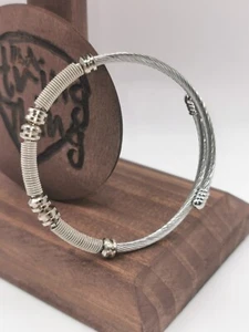 Coiled Guitar String Expanding Bracelet Biker Metal Musician Gift - Picture 1 of 5