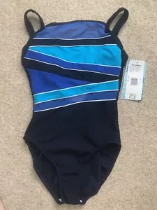 BRAND NEW VINTAGE MAINSTREAM BATHING SUIT SWIM SUIT sz 12 BLUE MESH - Picture 1 of 9