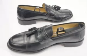 J. Murphy Johnston & Murphy Mens Shoes Apron Toe Tassel Loafers Black Size 9M - Picture 1 of 9