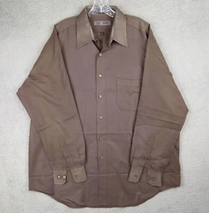 Oleg Cassini Mens XL 17.5 34x35 Brown Microfiber Polyester Dress Shirt - Picture 1 of 5