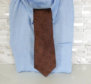 LIBERTY Neck Tie Mens Silk Brown Suit Designer Preppy Woven Dark Circle London - Picture 1 of 9