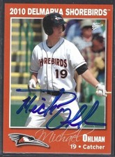 2010 Delmarva Shorebirds Michael Ohlman #25 IP autograph signed card