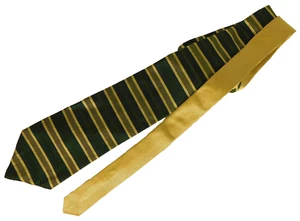 Tommy Hilfiger Mens 100% Silk Green Gold Striped Tie 56" x 4" Dual Contrast - Picture 1 of 5