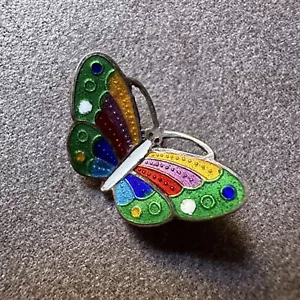 VINTAGE THAI SIAM STERLING SILVER MULTICOLOR ENAMEL BUTTERFLY PIN BROOCH - Picture 1 of 5