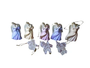 Lot of 5 Colorful Angels 3' & 3 Clear 2" Cherub Tree Ornaments - Picture 1 of 8