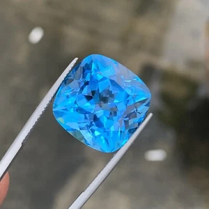 30,37 Ct Bellissimo Topazio a Forma di Cuscino Blu Elettrico Pietre Preziose Sciolte dal Brasile - Foto 1 di 8