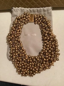 Manner Of Robert Lee Morris Gold Tone Caviar Runway Beaded Choker Necklace 15.5" - Picture 1 of 4