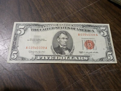 1963 $5 United States Note  - A03540339A - Image 1 of 4