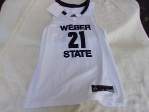 NWOT Adidas basketball jersey, youth M, white, polyester, Weber State - Picture 1 of 5