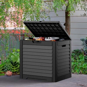 Outdoor Lockable 31 Gallon Resin Deck Box, Black - Picture 1 of 4