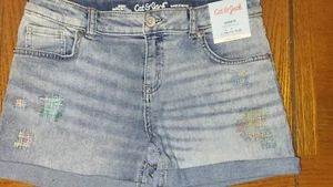 Cat & Jack Girls Super Stretch Jean Shorts - Adjustable Waist Soft (L) (10/12) - Picture 1 of 4