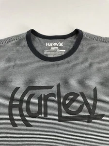 Hurley Nike Dri- Fit Striped T Shirt Short Sleeve Men’s Size XL black gray - Picture 1 of 11