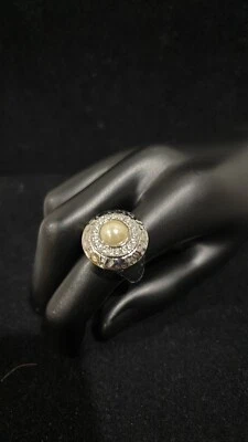 Anillo Emma Skye Plata Perla y Cristales Pavé Hecho 8 Foto 1 de 4