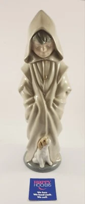 NAO BY LLADRO FIGURINE MODEL: BOY IN HOODED CLOAK WITH DOG - image 1 of 4
