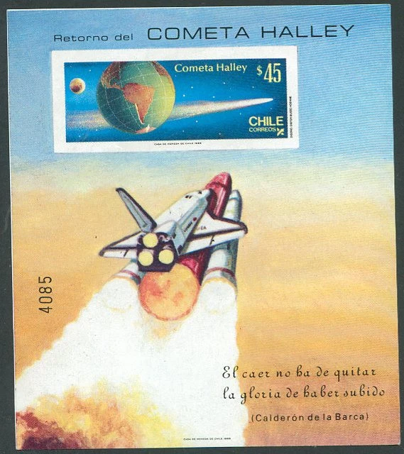 HALLEY COMET CHILE Mi # Bl 1 B Imperforado Como Nuevo En Muy Buen estado Foto 1 de 1