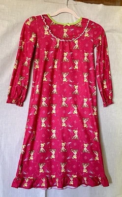 Disney Fairies Girl’s Size 8 Red Tinkerbell Long Sleeve Comfy Nightgown - Image 1 of 4
