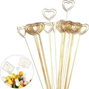 30 Stck. Metall Draht Blumen Tischkarten Halter Auswahl 12 Zoll Gold Foto Clip Karte Herz - Bild 1 von 12