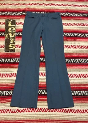 Calça vintage Levis Sta-Prest 34x31 azul Perm Press anos 70 anos 80 mod EUA calça flare - Imagem 1 de 4