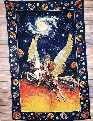 De colección ATC NY Pegaso Fantasía Tapiz Psicodélico Dama Guerrera Universo 54"X35 Foto 1 de 4