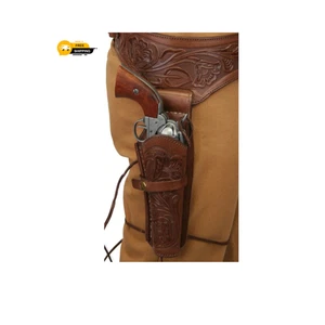 Western Gun Holster Belt Leather Revolver Pistol Tooled .22 .22Lr.357 .44/45 Cal - Picture 1 of 6