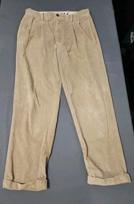 Pantalones de pana vintage Nautica para hombre talla 33 X 32 beige algodón plisado puños años 90 Foto 1 de 4