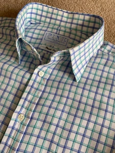 THOMAS PINK FINEST TWILL GREEN / BLUE CHECK LONG SLEEVE SHIRT L LARGE - Picture 1 of 5