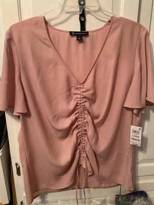 NWT INC L new store stock Pink adjustable ruch v-neck — 第 1/2 张图片