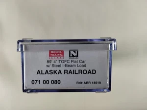Spur N Micro Trains 071 00 080 Alaska Railroad 89' TOFC Flachwagen mit I-Trägerladung - Bild 1 von 11