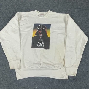Star Wars Sweatshirt Boys Large White Darth Vader Luke Sky Walker 2006 Stains - Picture 1 of 14