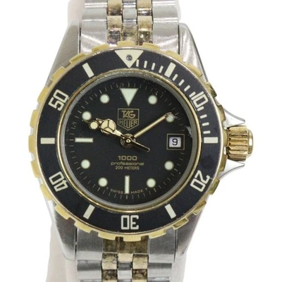 Relógio feminino TAG Heuer 1000 Professional 980.018.B ouro preto 200m quartzo usado - Imagem 1 de 4