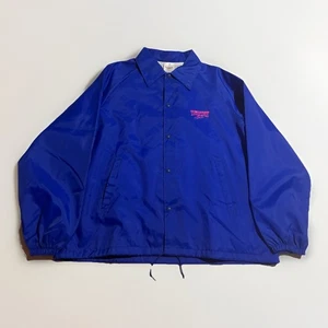 Vintage Lucky Lure Nylon Coach Jacket XL Blue USA Made Fishing Graphic Lined - Picture 1 of 8