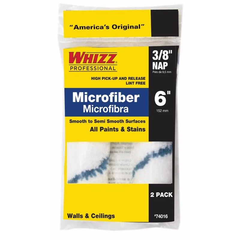 Whizz 74016 Blue/White Microfiber Mini Paint Roller Cover 6 W x 3/8 Nap in. - Image 1 of 1