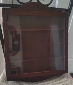 Vintage 13"X13" Cherry Wood Miniature Curio Cabinet w/Glass Cover $40 - Picture 1 of 6