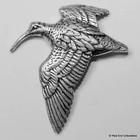 Flying Curlew Pewter Pin Brooch -British Hand Crafted- Wading Sea Bird Sandpiper